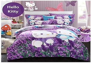 lavender girls' bedding set, lavender hello kity girls' comforter set