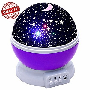 Constellation night light, Romantic Room Rotating Star Projector Lamp - 4 Bright Colours with 360 Degree Moon Star Projection and Rotation - Moon Sky Night Projector, Baby nursery light(Purple) ac8