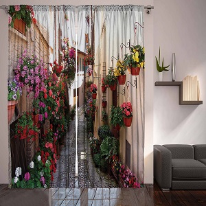 Digital Graphic Print Flower Alley Designer's Collection Window Curtain 2 Panel 108"x90" 4933 Exclusive Design ac11