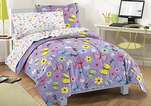 butterfly girls' bedding set, butterfly girls' comforter set