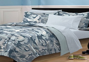 Blue Gray Camo Army Boys Bedding, Blue Gray Camo Army Boys Comforter