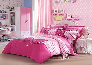 girls duvet set, bowknot girls' comforter set