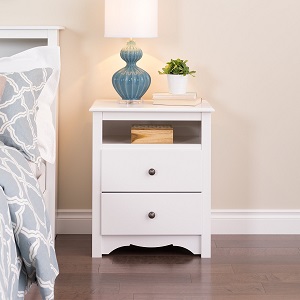 White Monterey Tall 2 Drawer Nightstand with Open Shelf ac22