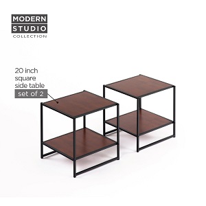 Zinus Modern Studio Collection Set of Two 20 Inch Square Side / End Tables / Night Stands ac23