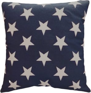 Decorative Printed Star Floral Throw Red White & Blue Pillow Cover 18" Navy