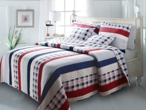 Red White Blue Bedding Nautical Stripes Quilt set