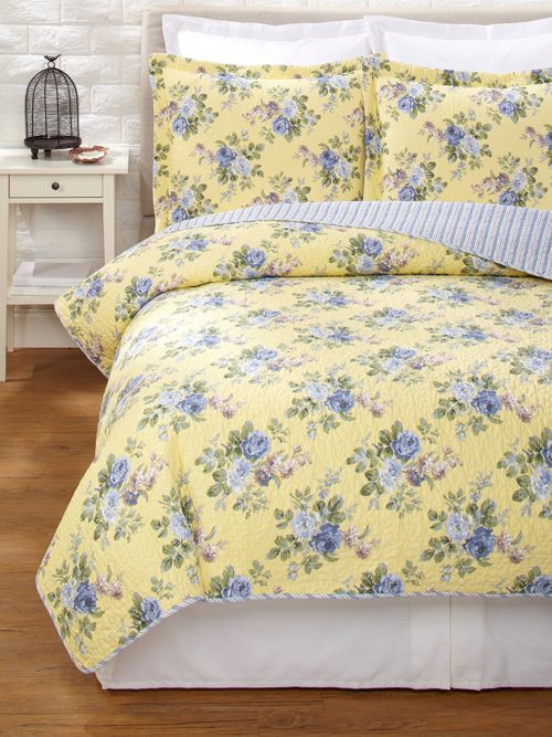 Laura Ashley Linley Touch of Yellow Quilt Set, Twin
