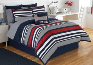izod varsity red white blue stripe comforter set