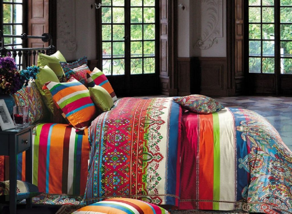 Boho Chic Bedding, Bohemian Bedding Sets, Bohemian Queen, Morocco Stripe Pattern, Boho Chic Duvet Cover Sets, Boho Bedding