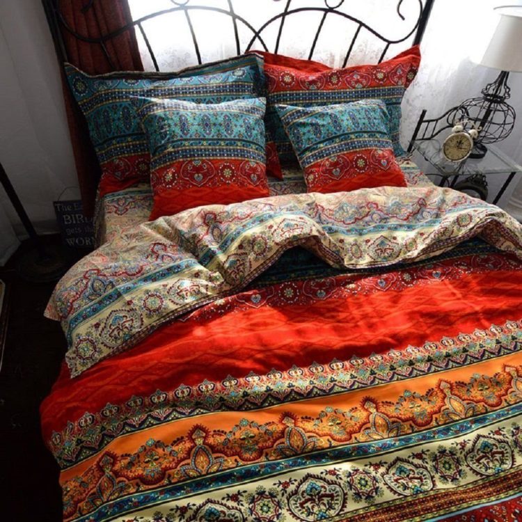 Bohemian Chic Exotic Style Bedding Duvet Cover Sets, Bohemian Queen, Boho Bedding