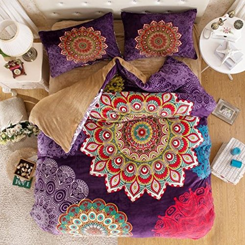 Bohemian Flannel Bedding, Boho Bedding Set, Bohemian Duvet Cover Set, Boho Queen