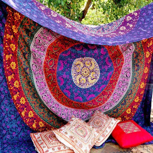 Marubhumi Hippy Mandala Bohemian Tapestries, Indian Dorm Decor, Psychedelic Tapestry Wall Hanging Ethnic Decorative Tapestry