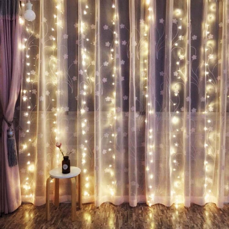 LED lights Outop 24V Safe Version 300LED 3X3M-9.8X9.8ft Window curtain Icicle Lights with 8 Modes Setting for Wedding Party Christmas Garden Home Decoration