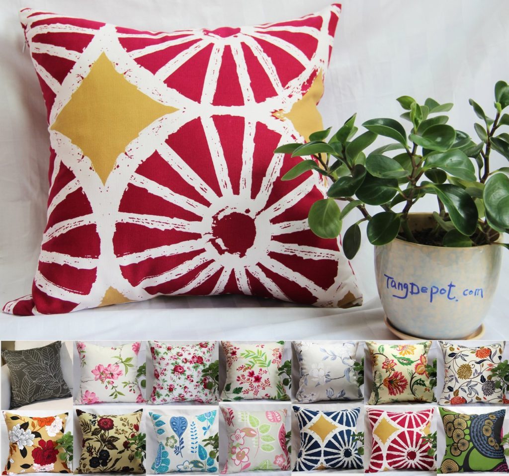 Bohemian Pillow TangDepot 100% Cotton Floral-Flower Printcloth Decorative Throw Pillow Covers