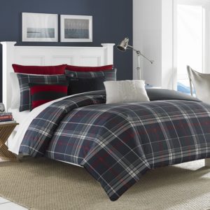 Red White and Blue Bedding, Nautica Booker Cotton Comforter Set, Full-Queen