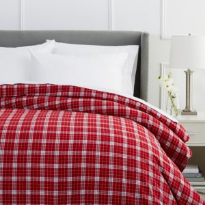 Pinzon Flannel Duvet Cover 160 Gram Plaid Velvet - Pinzon Flannel Queen Size, Bordeaux Plaid at Lux Comfy Bedding