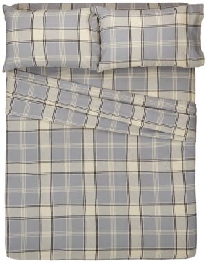 Pinzon Bedding, 160 Gram Plaid Velvet - Pinzon Flannel King, Grey Plaid, Best Flannel Sheets