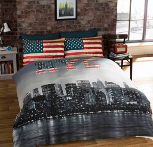TWIN AMERICAN UNITED STATES FLAG REVERSIBLE COTTON BLEND RED WHITE AND BLUE COMFORTER DUVET COVER