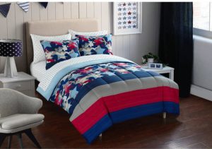Mainstays Kids American Star Camo Bed in a Bag Bedding Set, Red, White and Blue Boy Bedding,Twin
