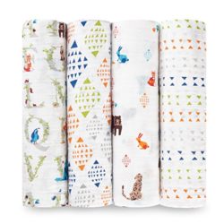 aden + anais swaddle 4 pack, paper tales