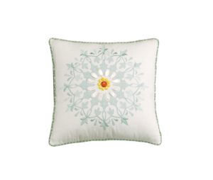 Echo Jaipur 18 by 18-Inch Polyester Fill Pillow, White