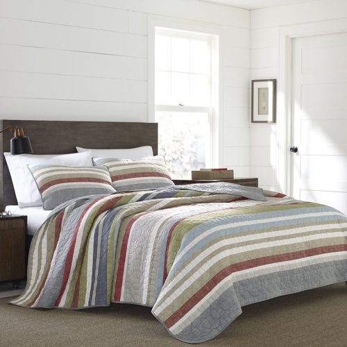 Eddie Bauer 221108 Salmon Ladder Reversible Quilt Set, Full-Queen, Salmon
