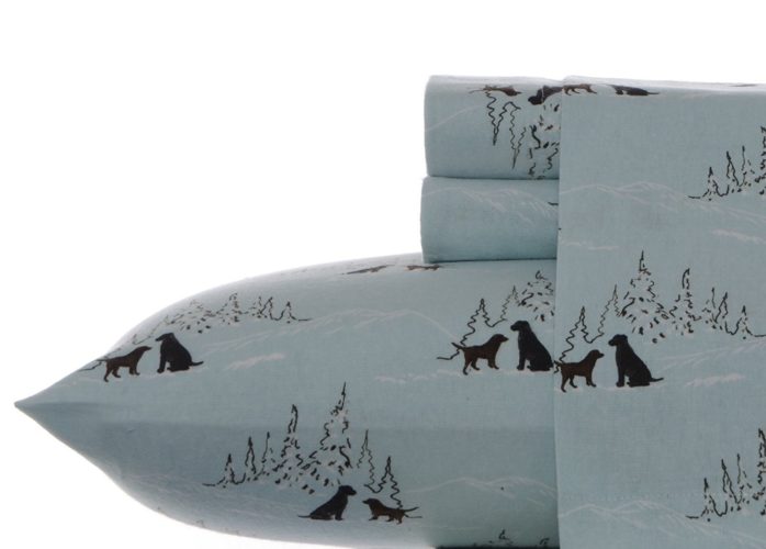 Eddie Bauer Dog Friends Cozy Cotton Flannel Sheet Set, Blue, Queen