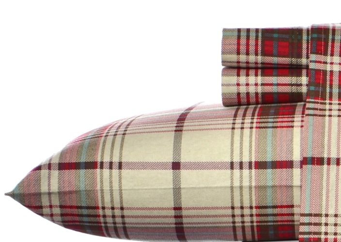 Eddie Bauer Mont Lake Plaid Cotton Warm Flannel Sheet Set, Twin