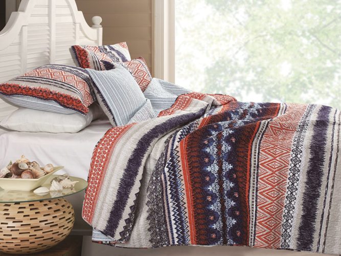 Boho Chic Bedding, Urban Boho Quilt Set, 3-Piece Full-Queen