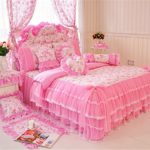 4-Piece Bedding Set 100% Cotton Embroidered Pastoral Floral Ruffle Lace Princess Duvet Cover Set Full - Victorian Bedding Collections