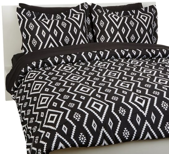 Elegant Black and White Bedroom Ideas - 7-Piece Bed-In-A-Bag - Full-Queen, Black Aztec