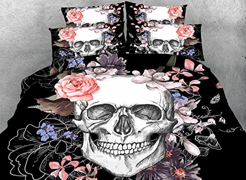 black and white comforter king - Babycare Pro 3D Bedding Sets with Comforter King Size for Adults, (King, Skull White)
