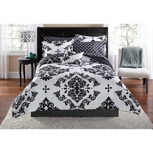 Black & White Damask Comforter Twin-Twin XL Comforter & Sheet Set (6 Piece Bed In A Bag)