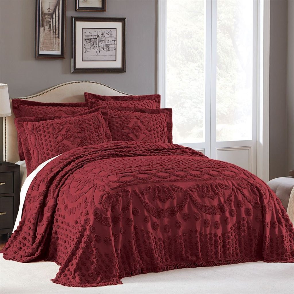 Burgundy Bedspreads - Brylanehome Georgia Cotton Throw Bedspread (Burgundy,Full)