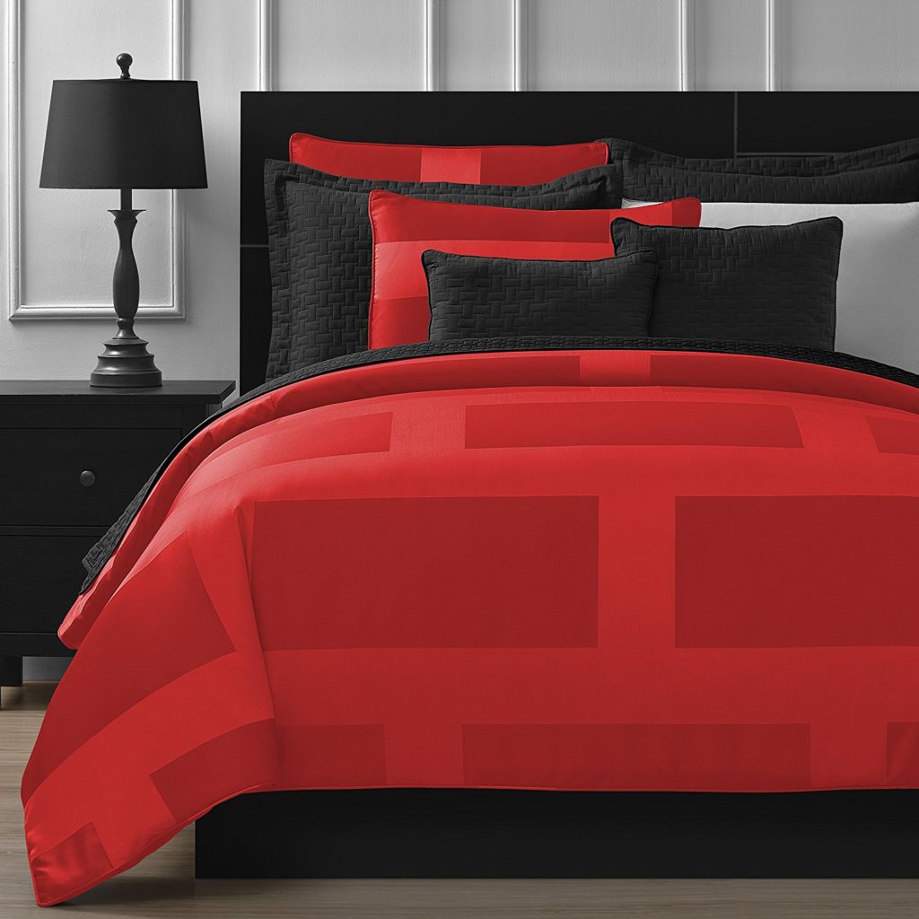 Comfy Bedding Frame Jacquard Microfiber King 5-piece Comforter Set, Red