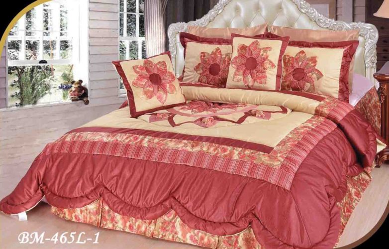 Burgundy Bedspreads - DaDa Bedding BM465L-1 5-Piece Patchwork Sunset Rubies Quilt Set, California King, Burgundy