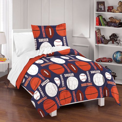 Red White and Blue Boys Bedding -Dream Factory All Sports Comforter Set, Full-Queen, Navy