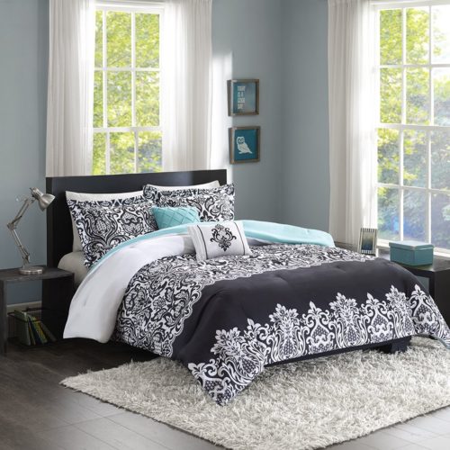 black and white comforter twin - Intelligent Design Leona Comforter Set, Twin- Twin X-Large, Black