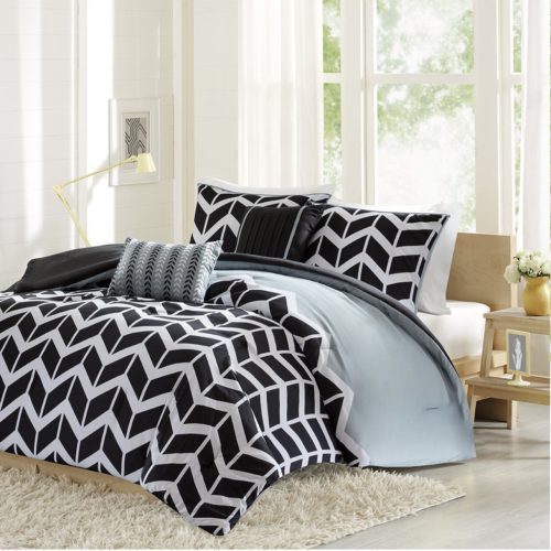 black and white comforter twin - Intelligent Design -Nadia -All Seasons Comforter Set -4 Piece - Black - Geometric Pattern - Twin-TwinXL Size