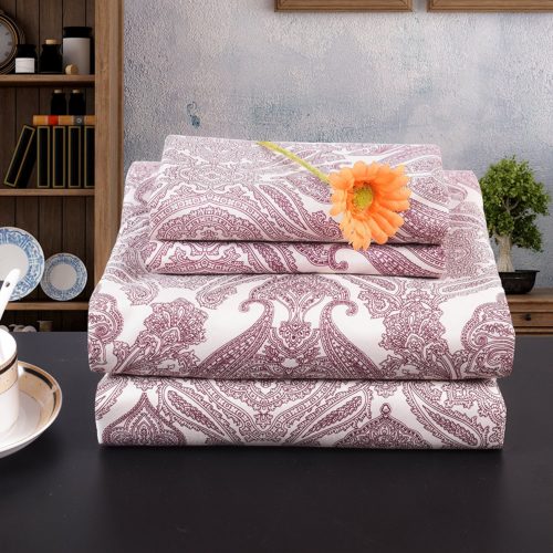 Lullabi Premium Collection 100% Ultra Soft, Double-side Brushed Finish, Microfiber Bed Sheets Set - Fitted, Flat sheet, Pillowcases, Wrinkle, Fade, Stain Resistant (PAISLEY, QUEEN)