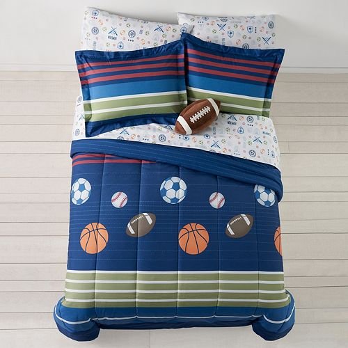 MVP Sports Boys Baseball, Basketball, Football Twin Comforter Set (5 Piece Bed In A Bag)