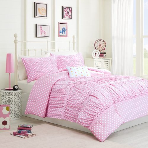 Mizone Lia 4 Piece Comforter Set, Pink, Full-Queen - shabby chic vintage bedding collections