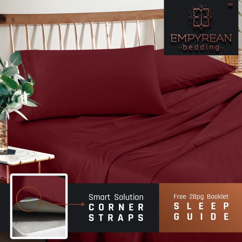 remium Twin XL Sheets Set - Red Burgundy Hotel Luxury 3-Piece Bed Set, Extra Deep Pocket Special Super Fit Fitted Sheet, Best Quality Microfiber Linen Soft & Durable Design + Better