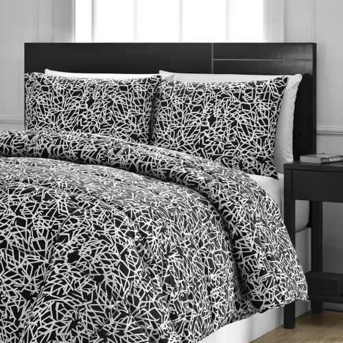 black and white comforter sets queen - Reversible Comforter 3-Piece Set - Down Alternative Medium Weight by ExceptionalSheets, Full-Queen, Snowflake