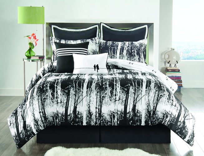 black and white comforter twin - Sunset and Vine Woodland 6-Piece XL Twin Comforter Set, Black-White
