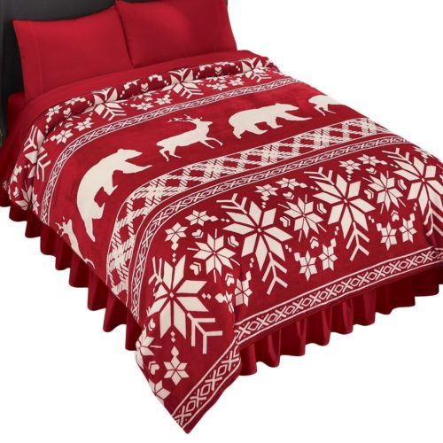 Burgundy Bedspreads - Woolrich Tasha Flannel Duvet Mini Set Red Queen