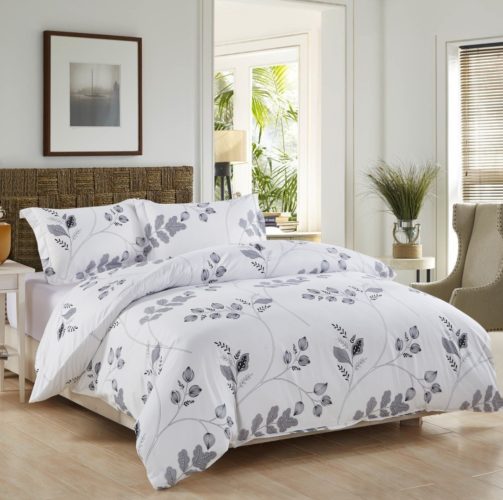 3 Piece Duvet Cover and Pillow Shams Bedding Set, Soft Microfiber Printed Design (King)
