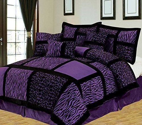 Purple Bedding King - Anissa Collection Luxurious 11-Piece Micro Suede Soft Comforter Set & Bed Sheets Limited-Time SALE!! (Purple Safari, King)