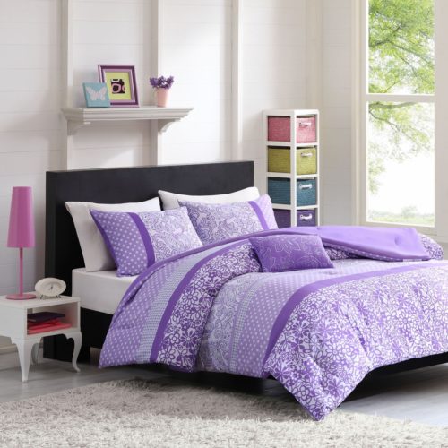 Purple Bedding Ideas - Mizone Riley 4 Piece Comforter Set, Full-Queen, Purple