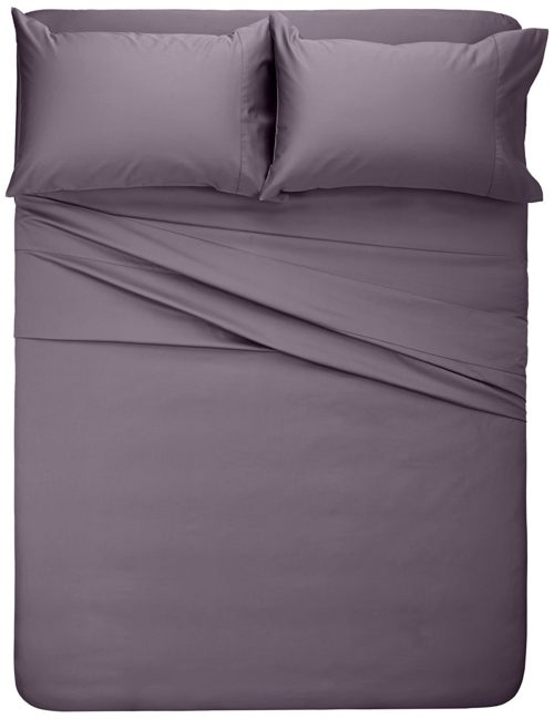 Purple Satin Bedding - Pinzon 400-Thread-Count Egyptian Cotton Sateen Hemstitch Sheet Set - Full, Pale Purple
